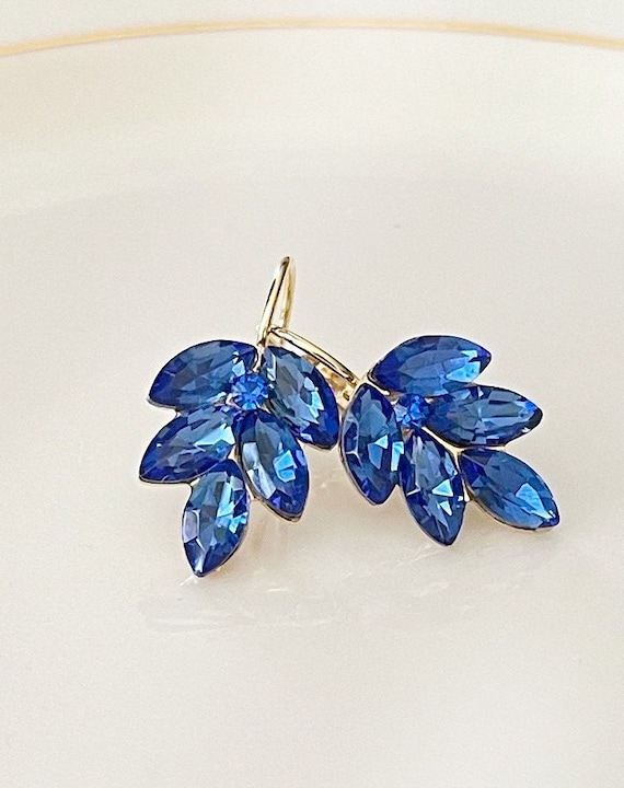 Crystal leaf sale drop earrings