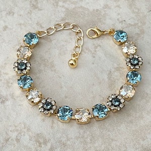 Steel Blue, Champagne, Floral Elements 8mm Crystal Bracelet, Something ...