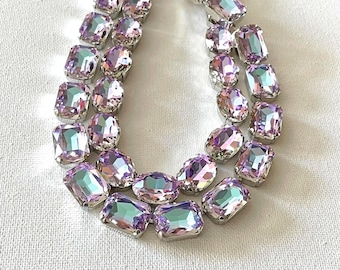 Vitrail Light Crystal Statement Necklaces, Oval, Octagon/Rectangle, Anna Wintour, layering necklaces, silver stacking necklaces