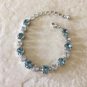 Dusty blue Steel blue crystal bracelet, wedding jewelry, tennis bracelet, bridesmaid gift, bridal jewelry, bridal something blue jewelry