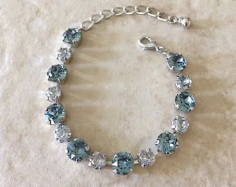 Dusty blue Steel blue crystal bracelet, wedding jewelry, tennis bracelet, bridesmaid gift, bridal jewelry, bridal something blue jewelry