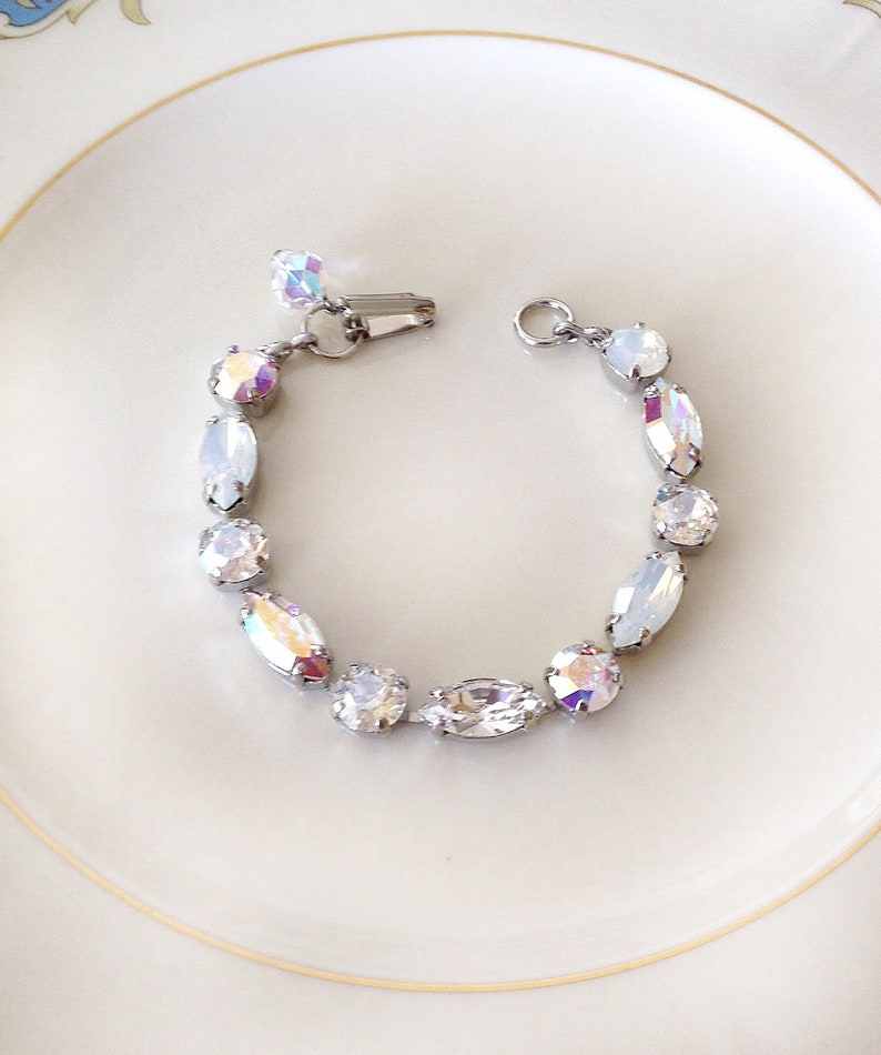 Swarovski crystal bracelet bridal crystal bracelet white | Etsy