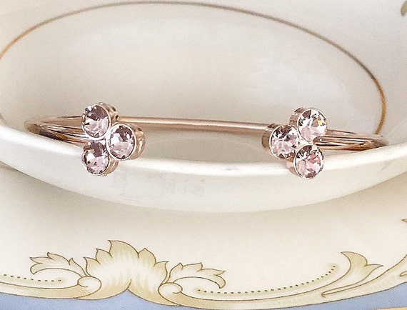 Morganite Pink Crystal Bracelet Blush Wedding Bracelet 