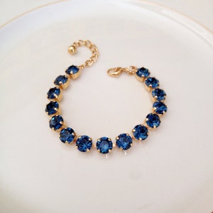 Navy Blue Crystal Bracelet Tennis Bracelet Something Blue - Etsy