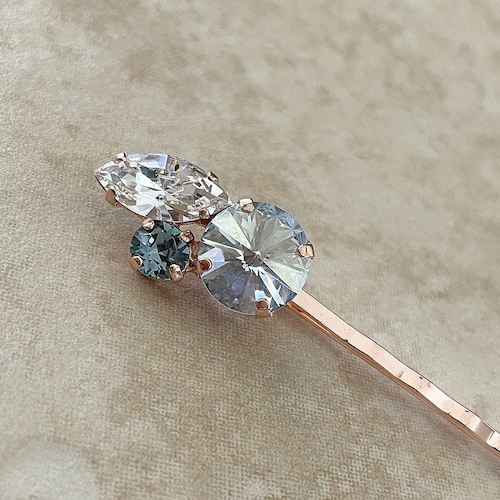 Dusty Blue Crystal Leaf Hair Pins Rhinestone Leaf Bobby Etsy