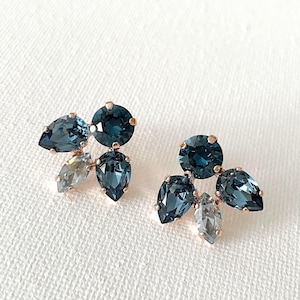 Swarovski Blue ombré crystal post stud earrings, Swarovski crystals, Bridal something blue jewelry, bridesmaid gift, post, pierced