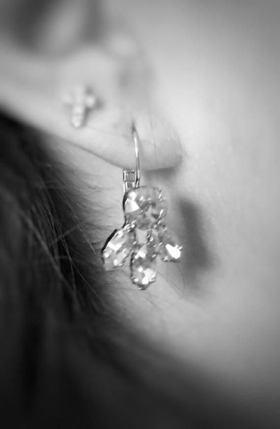 Champagne crystal drop earrings sale