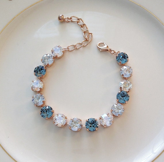 Steel Blue Dusty Blue Something Blue Bridal Bracelet Tennis Bracelet Bridesmaid Gift Blue Bridal Bracelet Etsy Ireland