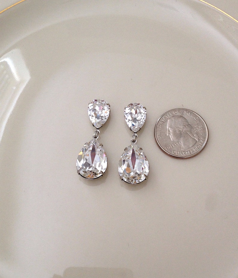 Sparkling Champagne Crystal Statement Earrings Long Earrings Etsy