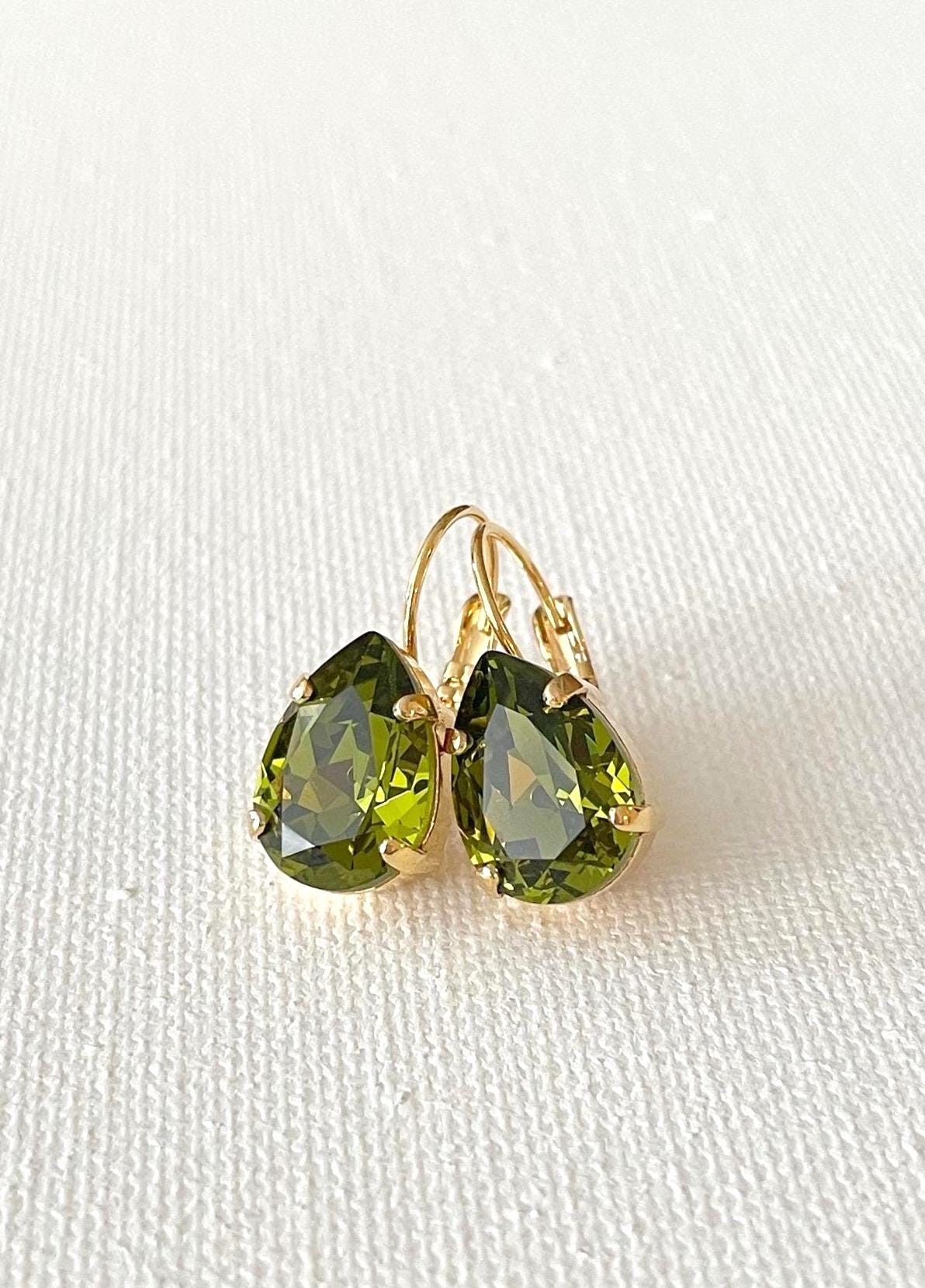 Olive Green Bridal Earrings - Etsy