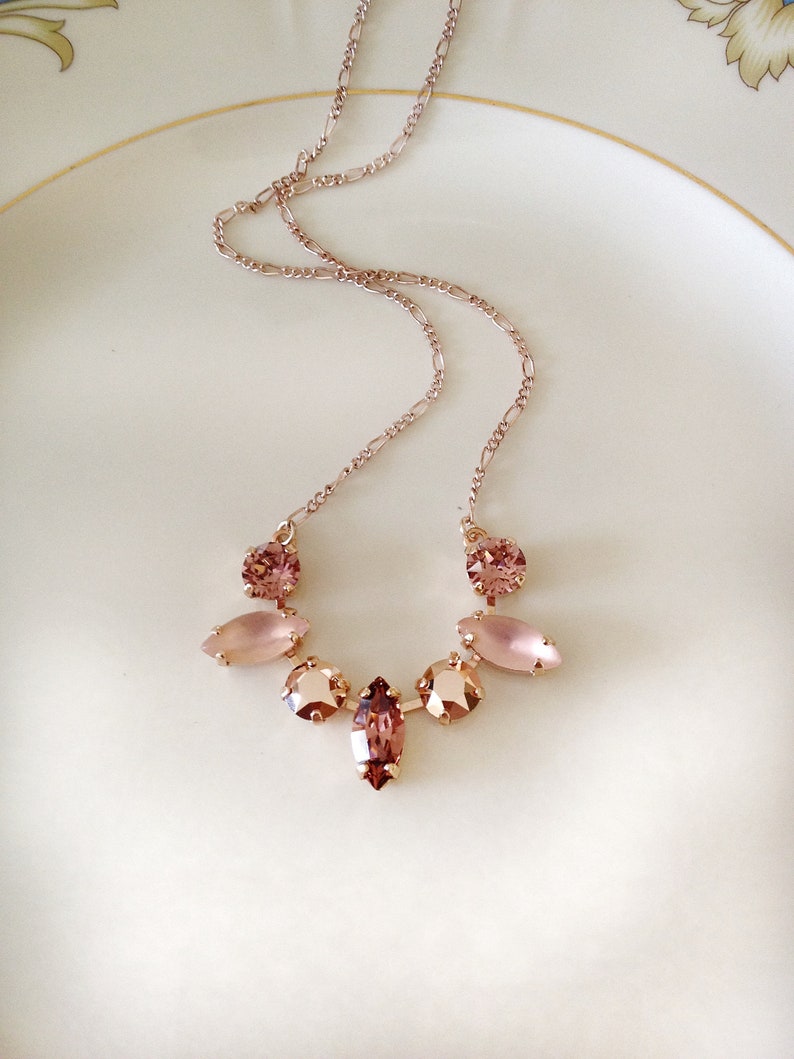 Shades of Blush Necklace Rose Gold Blush Wedding Jewelry Etsy
