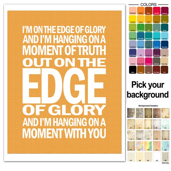 Lady Gaga Song Lyric Print Edge Of Glory Typography Subway Etsy