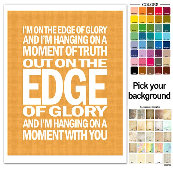 Lady Gaga Song Lyric Print Edge Of Glory Typography Subway Etsy