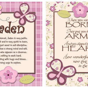 SUGAR PLUM Name Meaning Print & Poem Print, a Set of Two Prints, Personalized Print, Baby Girl Nursery Wall Art, Baby Name Meaning