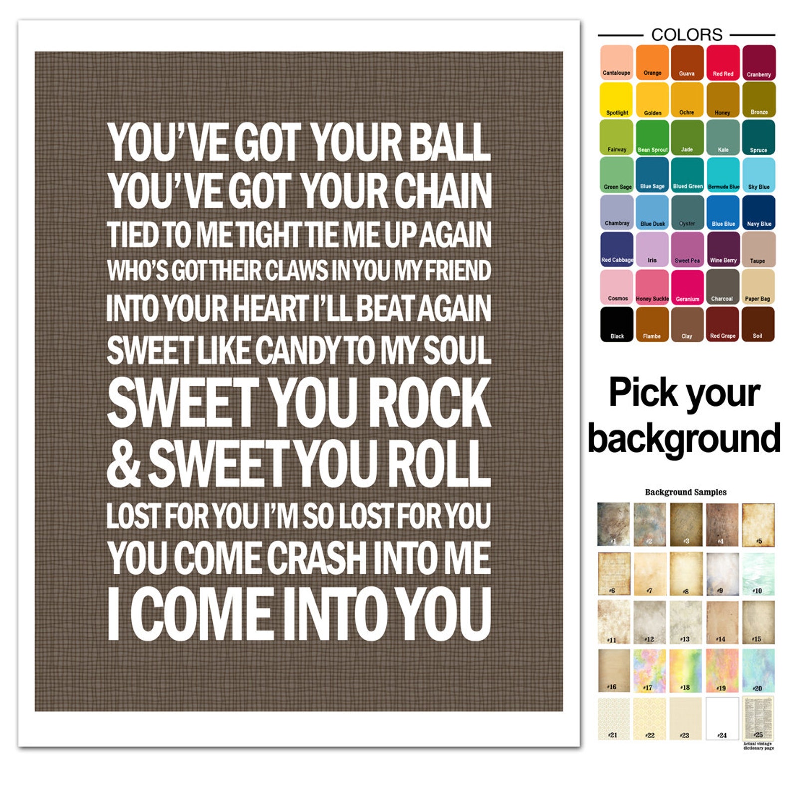 Song Lyric Print Crash Into Me Typography Subway Style Etsy