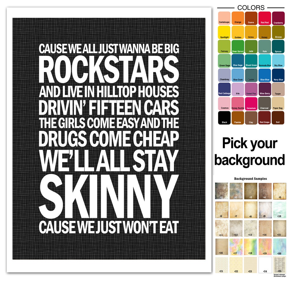 Nickelback Song Lyric Print Rockstar Typography Subway Etsy