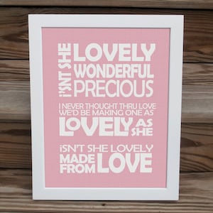 Stevie Wonder Song Lyric Print  -  Isnt She Lovely - typography subway style  - custom colors