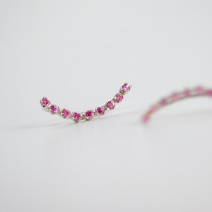 Pink Zircon Ear Climbers Sterling Silver | October Birthstone | Birthstone Jewelry