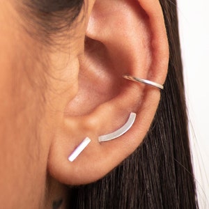 Curved Bar Sterling Silver Earring Studs | Second Piercing Studs | Cartilage Curved Bar Studs | Minimalist Earrings Studs