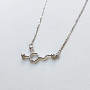 Dopamine Molecule Sterling Silver Necklace | Love Hormone | Happy Hormone | Molecular Structure Necklace | Geeky Necklace