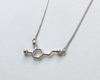 Dopamine Molecule Sterling Silver Necklace | Love Hormone | Happy Hormone | Molecular Structure Necklace | Geeky Necklace