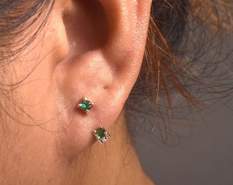 May Birthstone Ear Jacket Sterling Silver | Front Back Earrings | Emerald Birthstone Jewelry | Double Sided Earrings | Birthstone Earrings