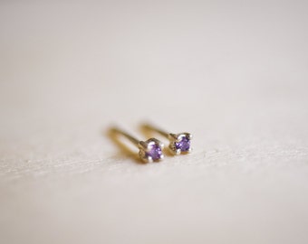 February Birthstone Mini Amethyst Sterling Silver Studs