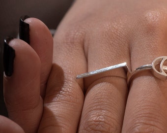 Flat Bar Ring Sterling Silver | Minimalit Ring | Bar Thin Ring | Index Finger Ring