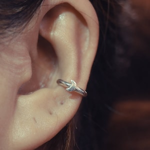 Moon Ear Cuff Sterling Silver | Crescent Moon No Pierce Conch Cuff | Celestial Jewelry | Minimalist Ear Cuff