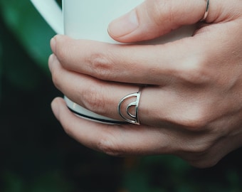 Rainbow Dainty Ring Sterling Silver | Minimalist Rainbow Ring | Rose Gold Ring | Minimalist Jewelry