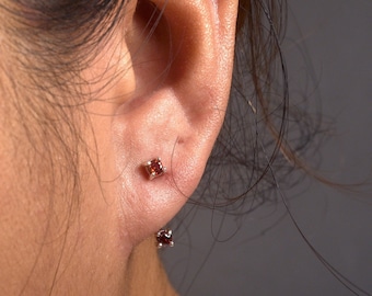 January Birthstone Ear Jacket Sterling Silver | Front Back Earrings | Birthstone Jewelry | Double Sided Earrings | Garnet Earrings