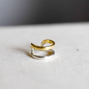 Zweifarbige Double Band Ear Cuff Sterling Silber