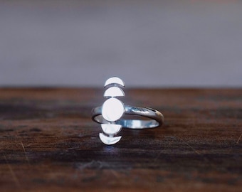 Moon Phases Sterling Silver Ring | Lunar Phases Ring | Lunar Jewelry | Moon Ring | Celestial Ring