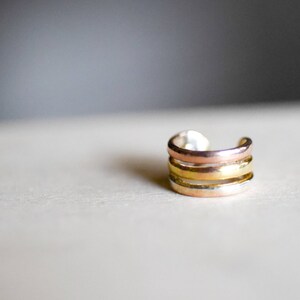 Tri-Color Ear Cuff Sterling Silver
