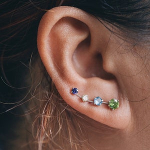 Personalized Birthstone Ear Climbers | Family Birthstone Earrings | Custom Birthstone | Birthstone Jewelry | Ear Crawlers | Ear Sweep