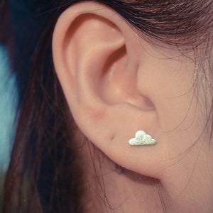 Cloud Sterling Silver Earring Studs Minimalist Cloud Earring Celestial Jewelry image 1