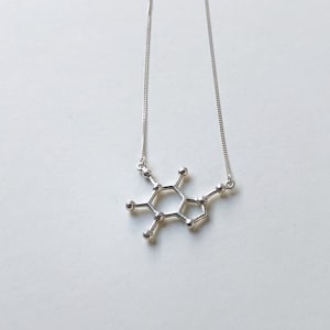 Caffeine Molecule Sterling Silver Necklace | Coffee Necklace | Molecular Structure Necklace | Coffee Lover Necklace