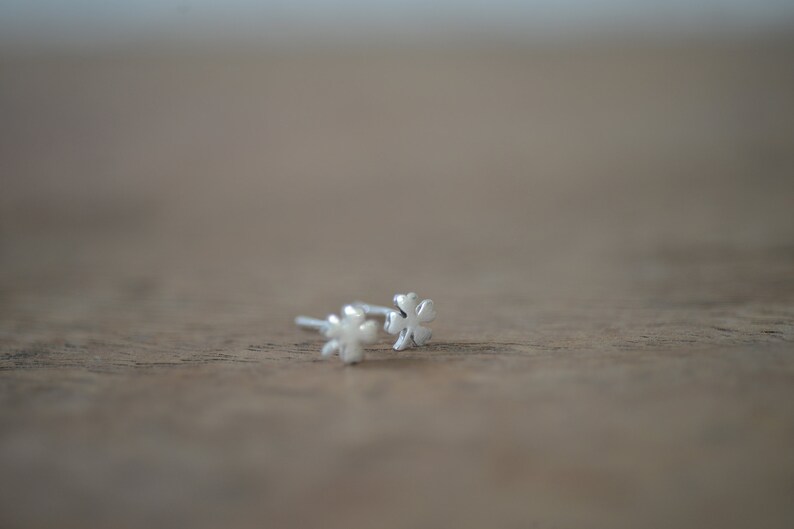 Four Leaf Clover Sterling Silver Earring Studs