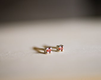 January Birthstone Mini Garnet Sterling Silver Studs