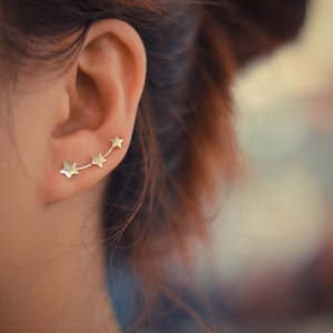 Three Stars Sterling Silver Ear Climbers