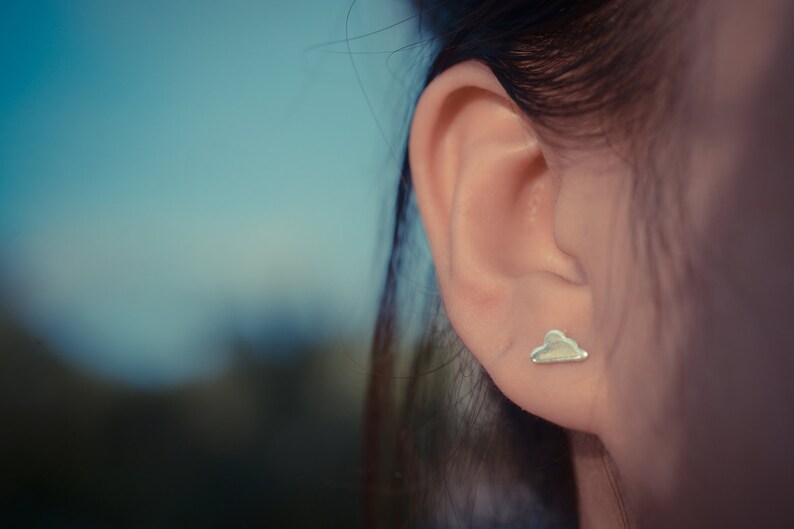 Cloud Sterling Silver Earring Studs Minimalist Cloud Earring Celestial Jewelry image 2