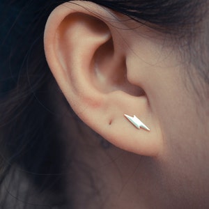 Lightning Bolt Sterling Silver Earring Studs