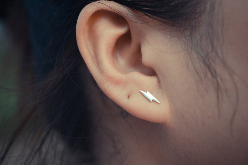 Lightning Bolt Sterling Silver Earring Studs image 1