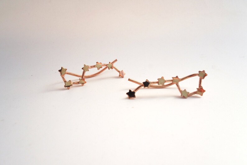 Big Dipper Ursa Major Constellation Ear Climbers  Sterling Rose gold-plated