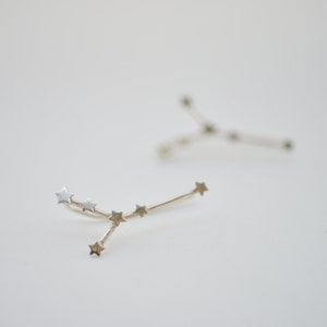 Cancer Zodiac Constellation Sterling Silver Ear Climbers Ear Crawlers Ear Sweep Celestial Jewelry image 2