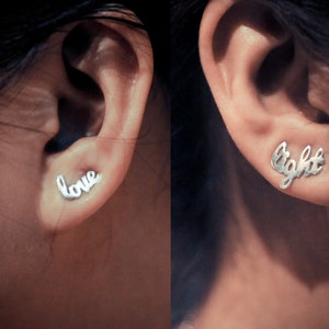 Love and Light Sterling Silver Ear Climbers