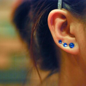 Royal Blue Rhinestone Ear Climbers - Swarovski Elements