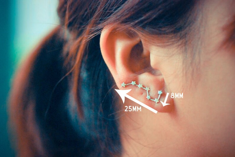 Big Dipper Ursa Major Constellation Ear Climbers  Sterling image 4