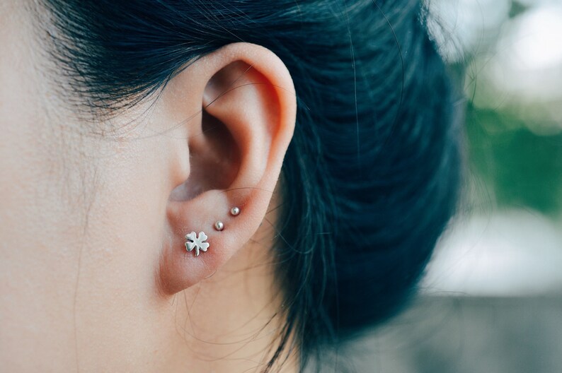 Four Leaf Clover Sterling Silver Earring Studs