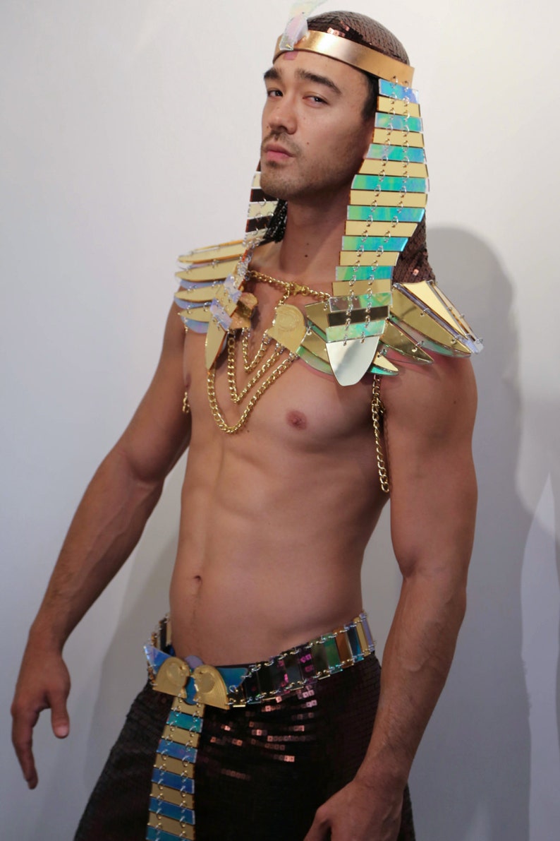 Egyptian Glowing Costume Pharaoh LED Armor Crown Shoulders Etsy